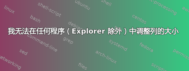 我无法在任何程序（Explorer 除外）中调整列的大小