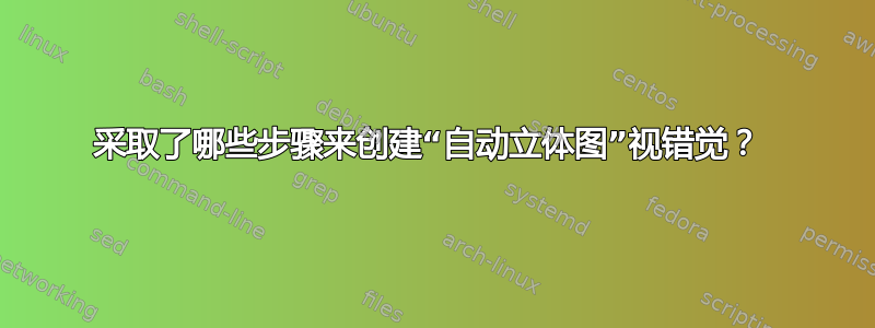 采取了哪些步骤来创建“自动立体图”视错觉？ 