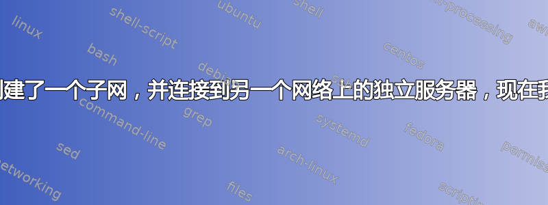 我刚刚为本地网络创建了一个子网，并连接到另一个网络上的独立服务器，现在我无法连接到互联网