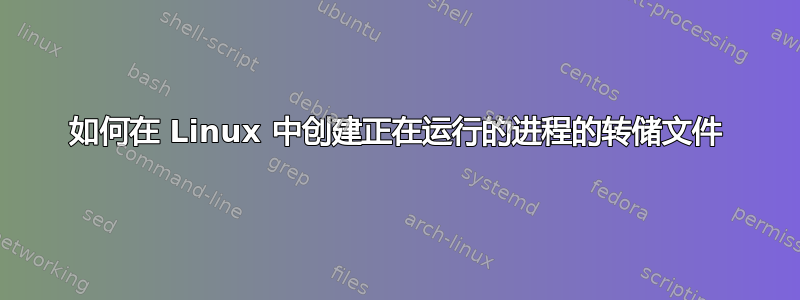 如何在 Linux 中创建正在运行的进程的转储文件