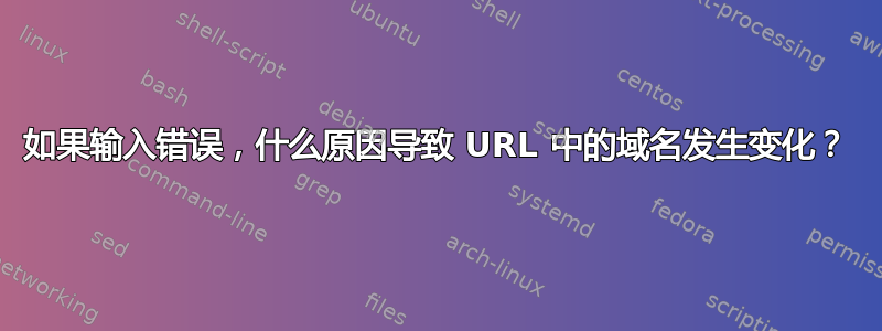 如果输入错误，什么原因导致 URL 中的域名发生变化？