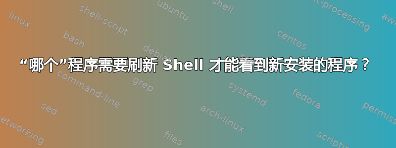 “哪个”程序需要刷新 Shell 才能看到新安装的程序？