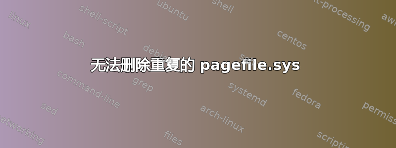 无法删除重复的 pagefile.sys