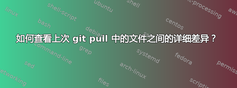 如何查看上次 git pull 中的文件之间的详细差异？