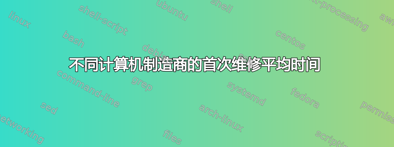 不同计算机制造商的首次维修平均时间