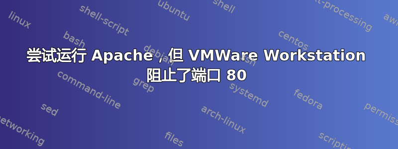 尝试运行 Apache，但 VMWare Workstation 阻止了端口 80