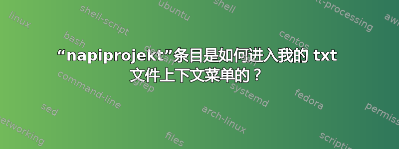 “napiprojekt”条目是如何进入我的 txt 文件上下文菜单的？