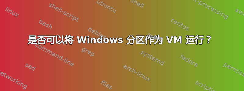 是否可以将 Windows 分区作为 VM 运行？