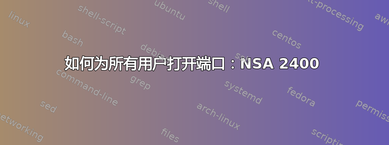 如何为所有用户打开端口：NSA 2400