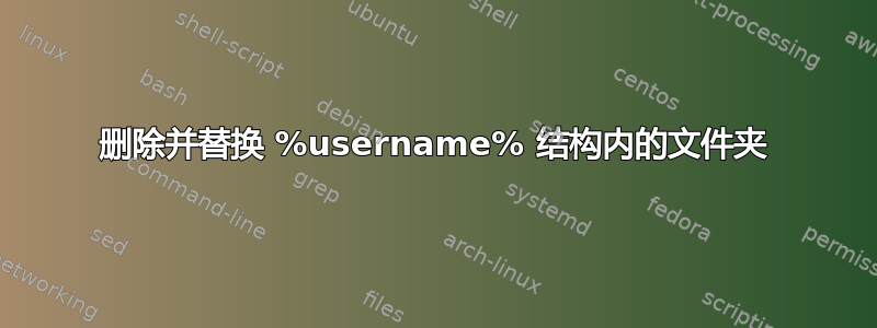 删除并替换 %username% 结构内的文件夹