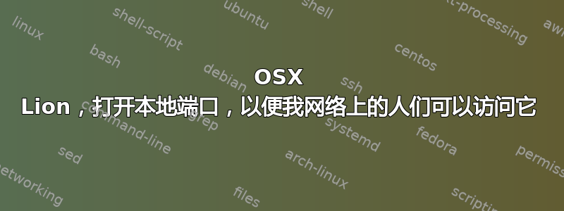 OSX Lion，打开本地端口，以便我网络上的人们可以访问它