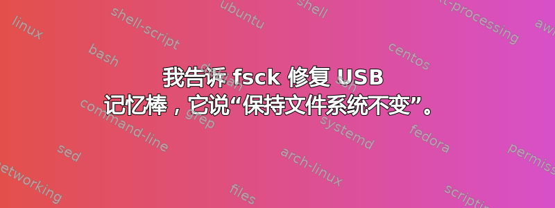 我告诉 fsck 修复 USB 记忆棒，它说“保持文件系统不变”。