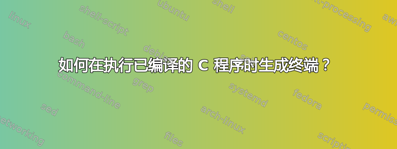 如何在执行已编译的 C 程序时生成终端？