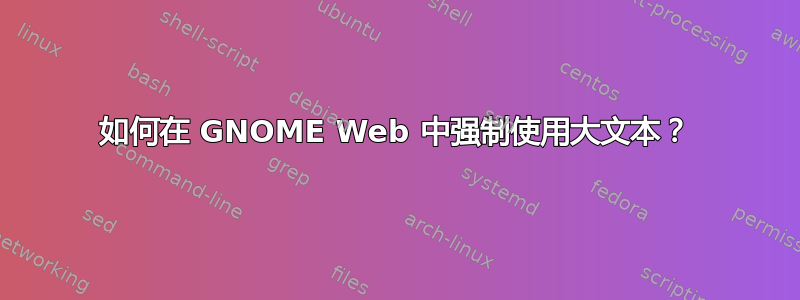 如何在 GNOME Web 中强制使用大文本？