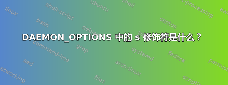 DAEMON_OPTIONS 中的 s 修饰符是什么？