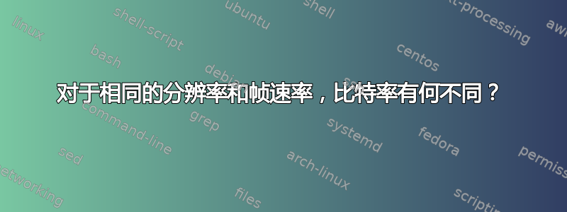 对于相同的分辨率和帧速率，比特率有何不同？