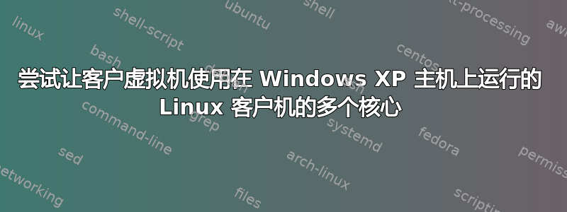 尝试让客户虚拟机使用在 Windows XP 主机上运行的 Linux 客户机的多个核心