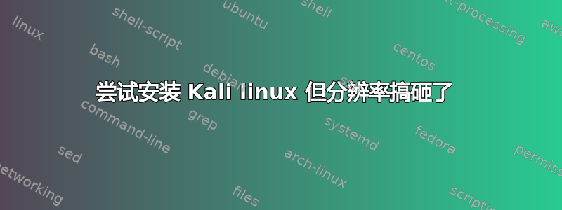 尝试安装 Kali linux 但分辨率搞砸了 