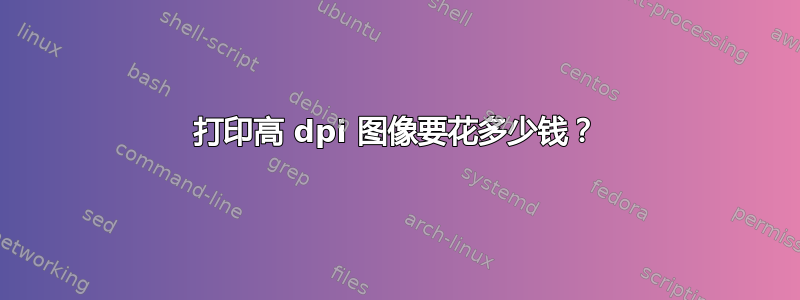 打印高 dpi 图像要花多少钱？