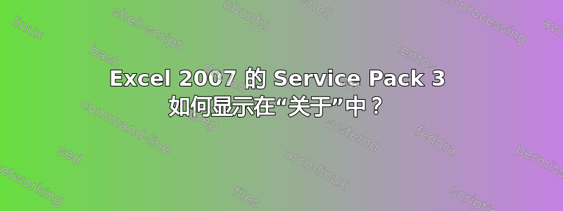 Excel 2007 的 Service Pack 3 如何显示在“关于”中？