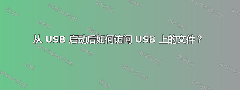 从 USB 启动后如何访问 USB 上的文件？