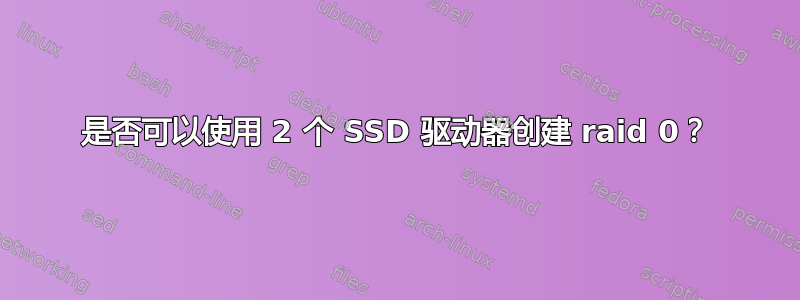 是否可以使用 2 个 SSD 驱动器创建 raid 0？