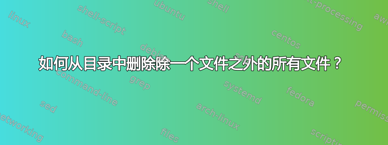 如何从目录中删除除一个文件之外的所有文件？