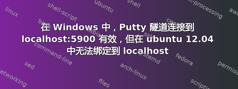 在 Windows 中，Putty 隧道连接到 localhost:5900 有效，但在 ubuntu 12.04 中无法绑定到 localhost