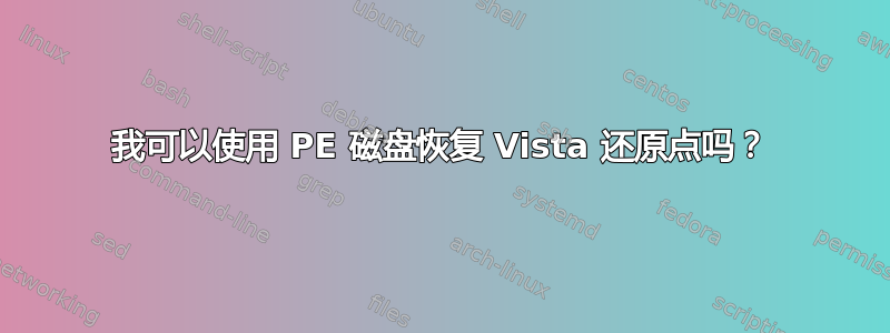 我可以使用 PE 磁盘恢复 Vista 还原点吗？