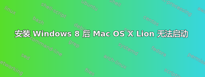 安装 Windows 8 后 Mac OS X Lion 无法启动