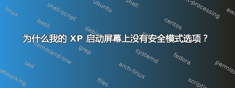 为什么我的 XP 启动屏幕上没有安全模式选项？