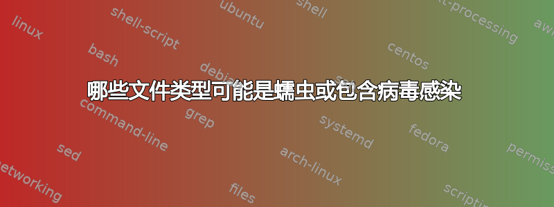 哪些文件类型可能是蠕虫或包含病毒感染