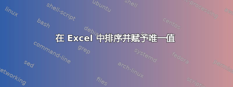 在 Excel 中排序并赋予唯一值