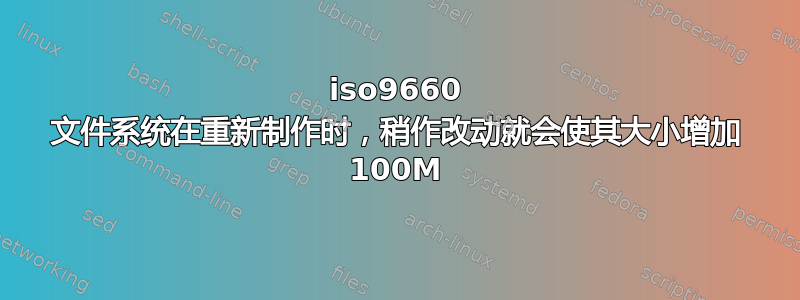 iso9660 文件系统在重新制作时，稍作改动就会使其大小增加 100M