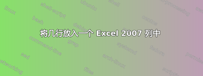 将几行放入一个 Excel 2007 列中