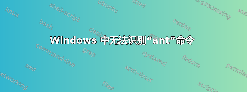 Windows 中无法识别“ant”命令