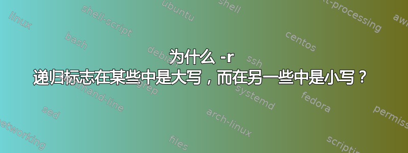 为什么 -r 递归标志在某些中是大写，而在另一些中是小写？