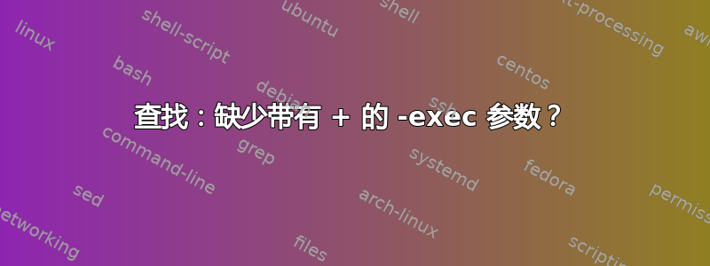 查找：缺少带有 + 的 -exec 参数？