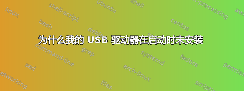 为什么我的 USB 驱动器在启动时未安装