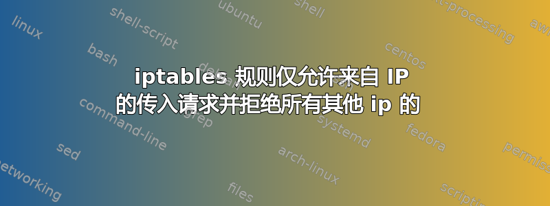 iptables 规则仅允许来自 IP 的传入请求并拒绝所有其他 ip 的 