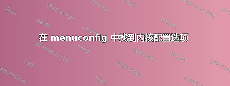 在 menuconfig 中找到内核配置选项