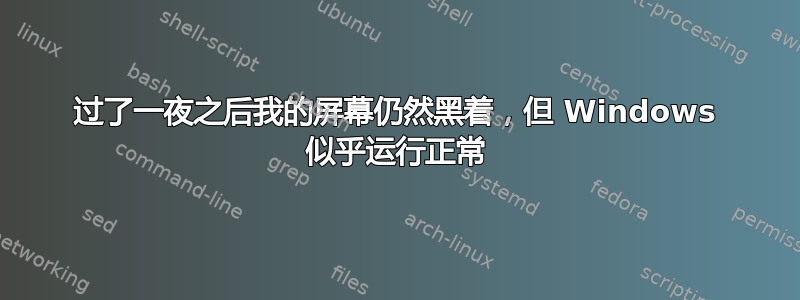 过了一夜之后我的屏幕仍然黑着，但 Windows 似乎运行正常