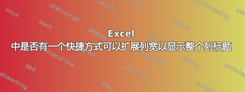 Excel 中是否有一个快捷方式可以扩展列宽以显示整个列标题