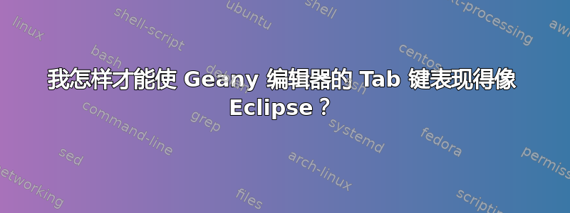 我怎样才能使 Geany 编辑器的 Tab 键表现得像 Eclipse？