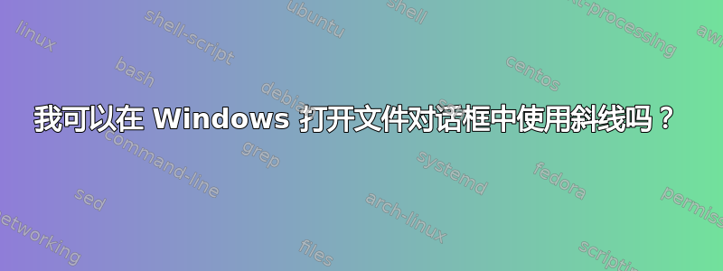 我可以在 Windows 打开文件对话框中使用斜线吗？