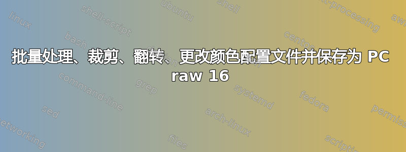 批量处理、裁剪、翻转、更改颜色配置文件并保存为 PC raw 16