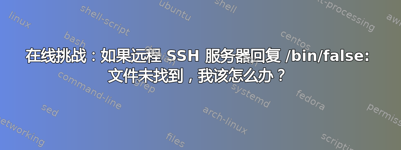 在线挑战：如果远程 SSH 服务器回复 /bin/false: 文件未找到，我该怎么办？