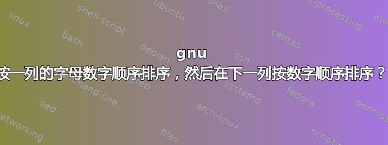 gnu 按一列的字母数字顺序排序，然后在下一列按数字顺序排序？