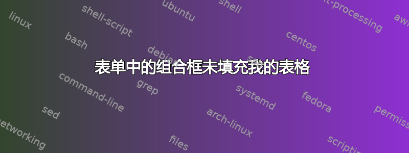 表单中的组合框未填充我的表格