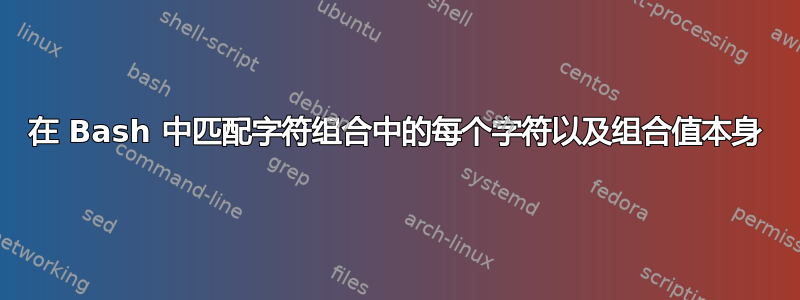 在 Bash 中匹配字符组合中的每个字符以及组合值本身